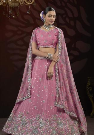 Picture of Beautiful Chiffon Rosy Brown Lehenga Choli