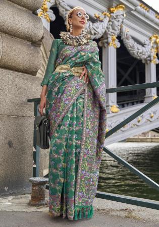 Picture of Stunning Silk & Organza Saddle Brown Saree