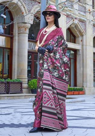 Picture of Admirable Crepe & Satin Brown Saree