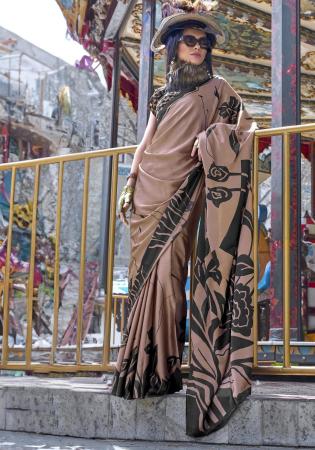 Picture of Fascinating Crepe & Satin Rosy Brown Saree