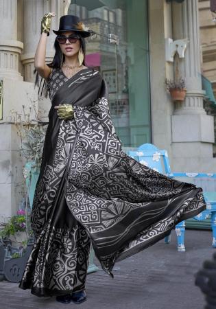 Picture of Amazing Crepe & Satin Dark Slate Grey Saree