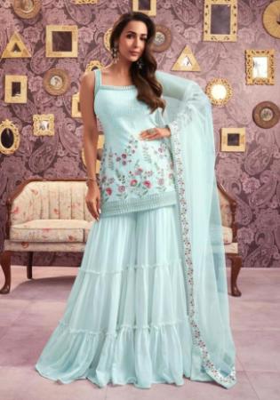 Picture of Georgette Light Steel Blue Readymade Salwar Kameez