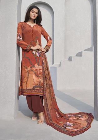 Picture of Splendid Crepe Brown Straight Cut Salwar Kameez