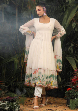 Picture of Ideal Georgette White Anarkali Salwar Kameez