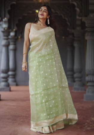 Picture of Beauteous Linen Dark Sea Green Saree