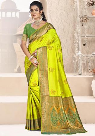 Picture of Pretty Silk Yellow Saree