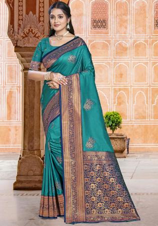 Picture of Pleasing Silk Sea Green Saree