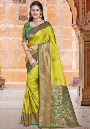 Picture of Shapely Silk Yellow Green Saree