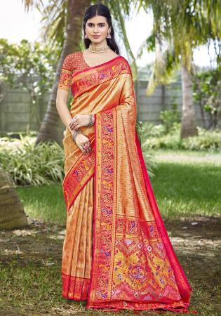 Picture of Delightful Silk Khaki Saree