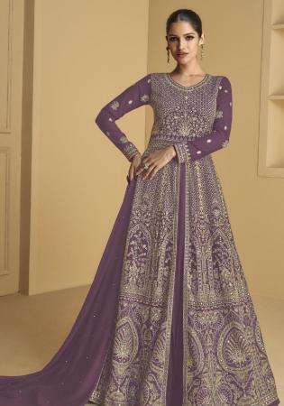 Picture of Comely Georgette Grey Anarkali Salwar Kameez