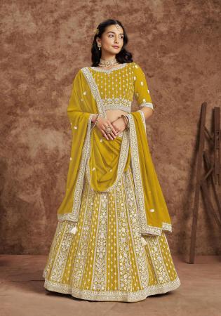 Picture of Magnificent Georgette Dark Golden Rod Lehenga Choli