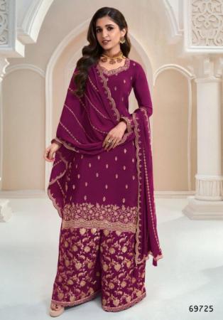 Picture of Chiffon Saddle Brown Straight Cut Salwar Kameez