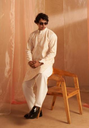 Picture of Comely Silk Antique White Kurtas