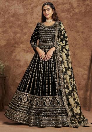 Picture of Pleasing Chiffon Black Anarkali Salwar Kameez