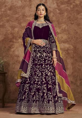 Picture of Resplendent Chiffon Purple Anarkali Salwar Kameez