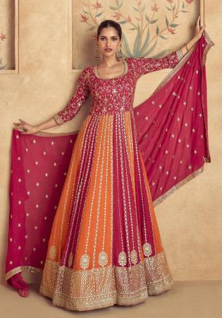 Picture of Shapely Georgette Fire Brick Anarkali Salwar Kameez