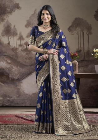 Picture of Amazing Silk Midnight Blue Saree