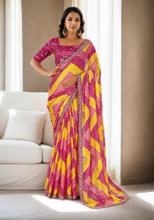 Picture of Sightly Chiffon Fire Brick Saree